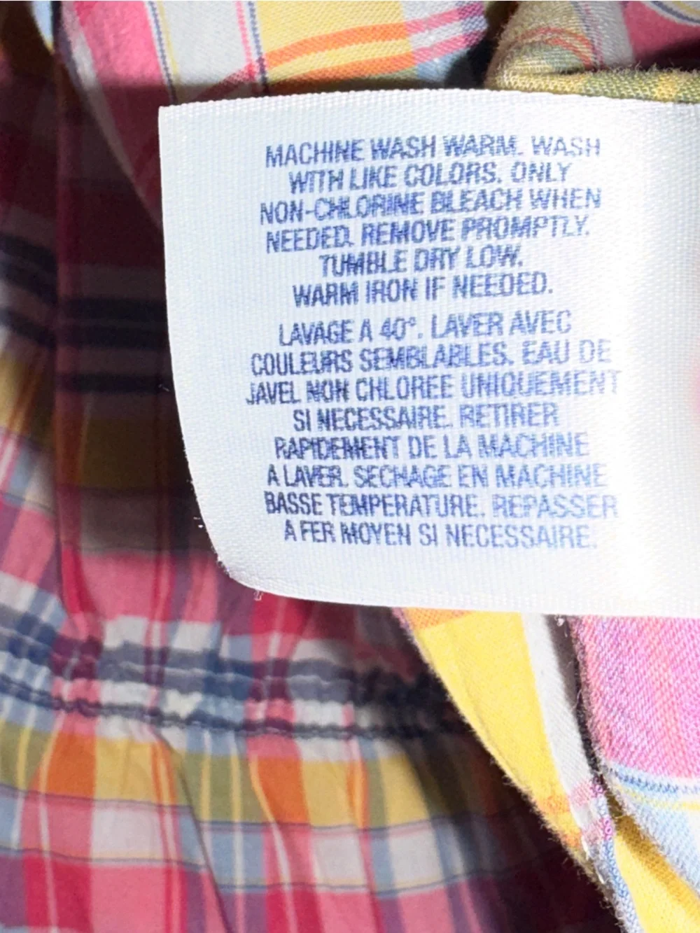 Ralph Lauren Pink Yellow Blue Plaid Ruffle Front Short Sleeve Blouse